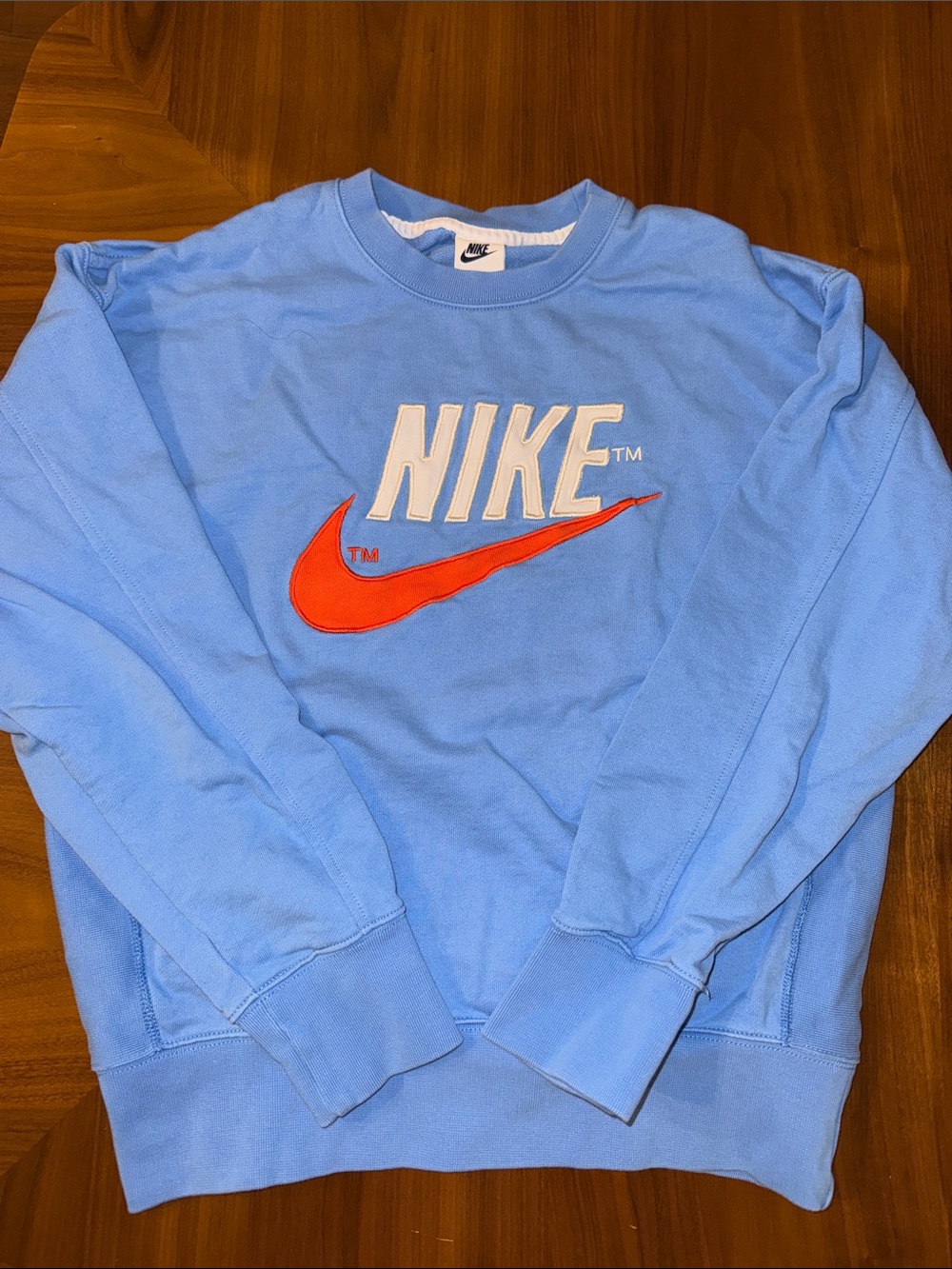 Nike Light Blue Crewneck Sweatshirt with Red Swoosh